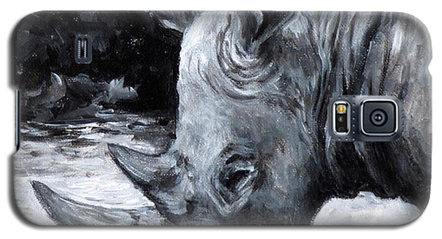 Rhino Galaxy S5 Case featuring the painting Rhino by Deborah Smith