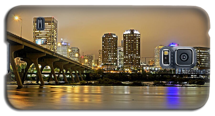 richmond Virginia Galaxy S5 Case featuring the photograph Richmond Virginia from the James River at night by Brendan Reals