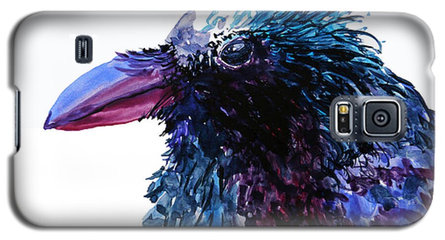 Raven Galaxy S5 Case featuring the painting Riled Raven by Karen Mattson