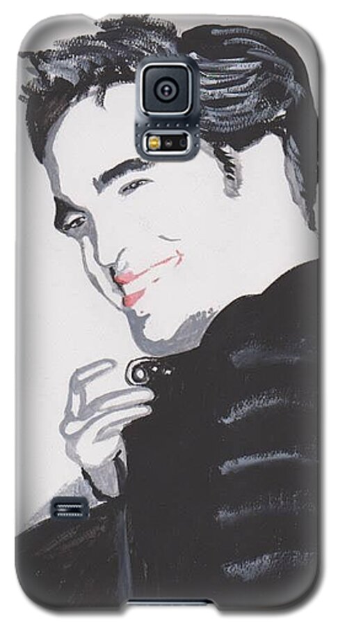 Robert Pattinson Famous Faces Actor Movies Filmstar People Painting Acrylic Galaxy S5 Case featuring the painting Robert Pattinso 140 a by Audrey Pollitt