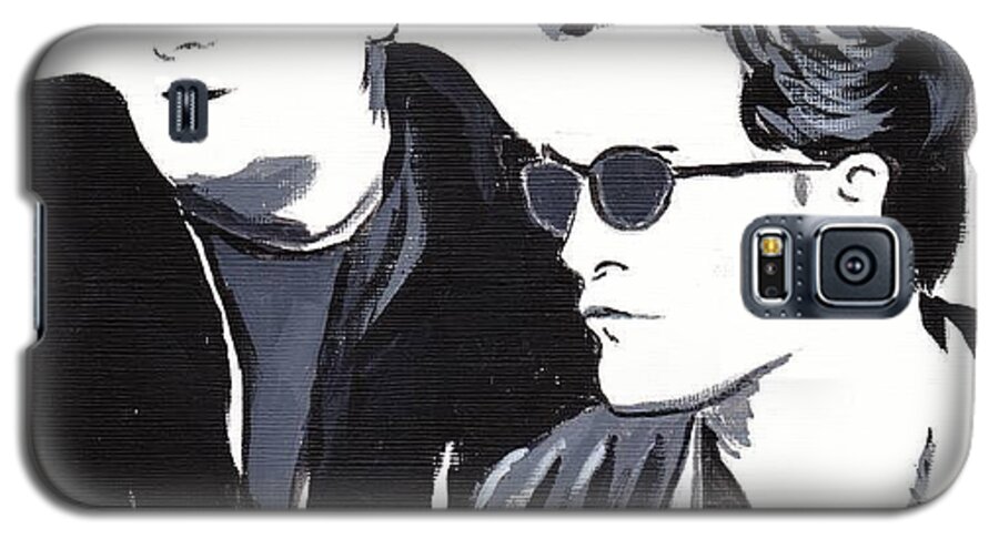 Robert Pattinson Famous Faces Filmactor Movies Black And White Painting Acrylic Galaxy S5 Case featuring the painting Robert Pattinson 122 by Audrey Pollitt