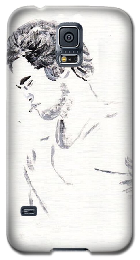 Robert Pattinson Famous People Faces Actor Filmstar Movies Painting Acylic Galaxy S5 Case featuring the painting Robert Pattinson 147 by Audrey Pollitt