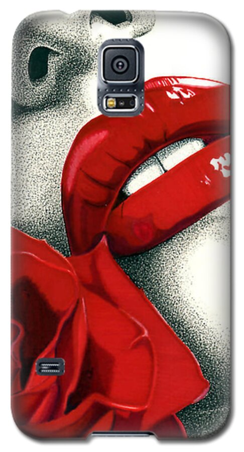 Lips Galaxy S5 Case featuring the drawing Rose of Seduction by Cory Still