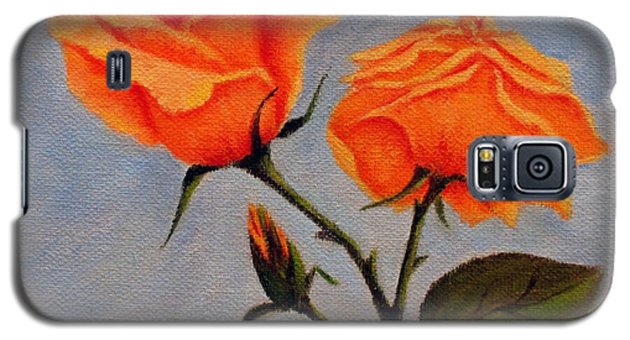 Still Life Galaxy S5 Case featuring the painting Roses with Bud by Roseann Gilmore
