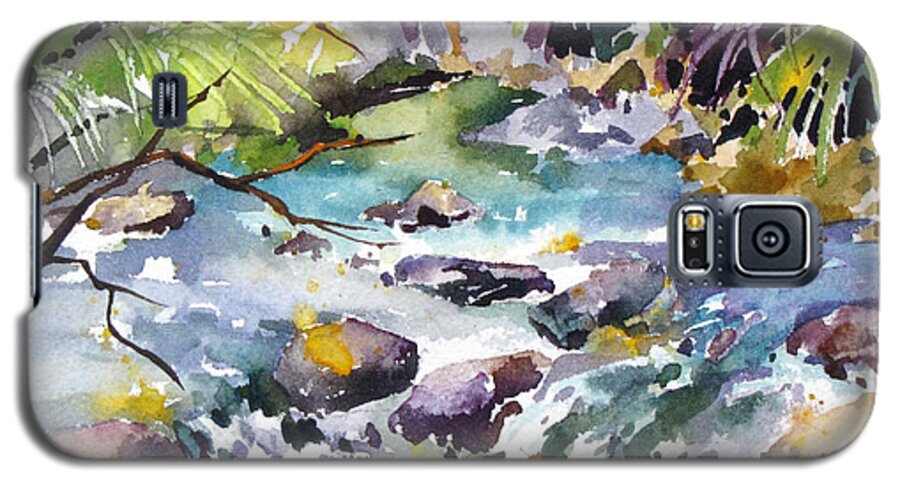 Waterfalls Galaxy S5 Case featuring the painting Rough and Tumble by Rae Andrews