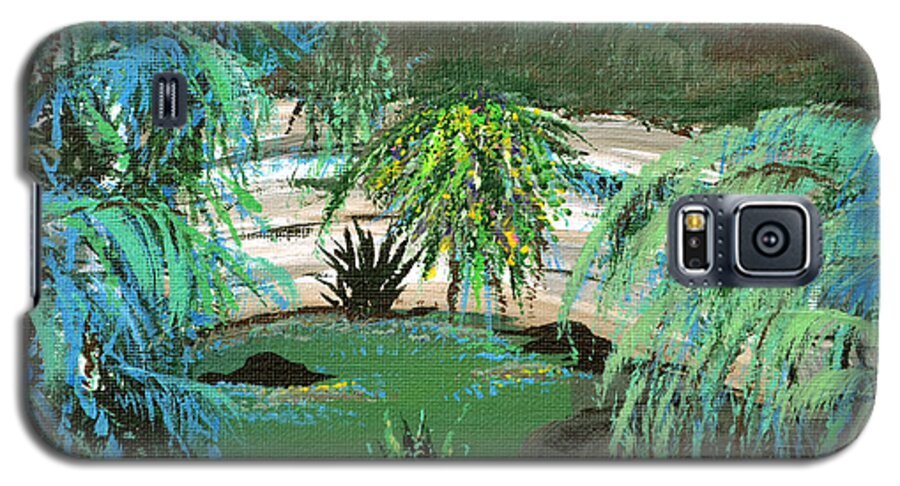 Landscape Galaxy S5 Case featuring the painting Sacred Cenote at Chichen Itza by Alys Caviness-Gober