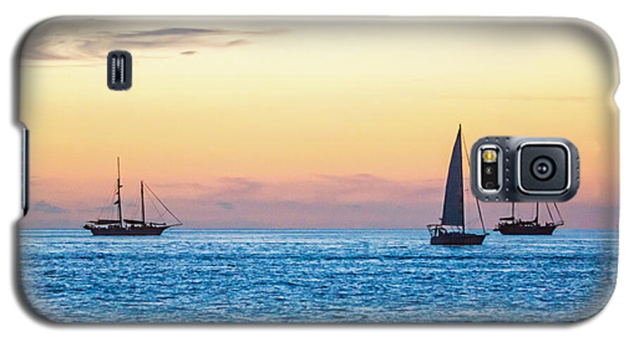 Key West Galaxy S5 Case featuring the photograph Sailboats at Sunset off Key West Florida by Photographic Arts And Design Studio