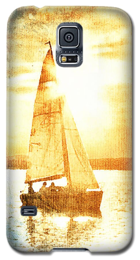 Sail Galaxy S5 Case featuring the digital art Sailing in Orange by Andrea Barbieri