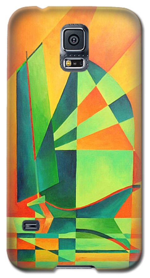 Sailboat Galaxy S5 Case featuring the painting Sails at Sunrise by Taiche Acrylic Art