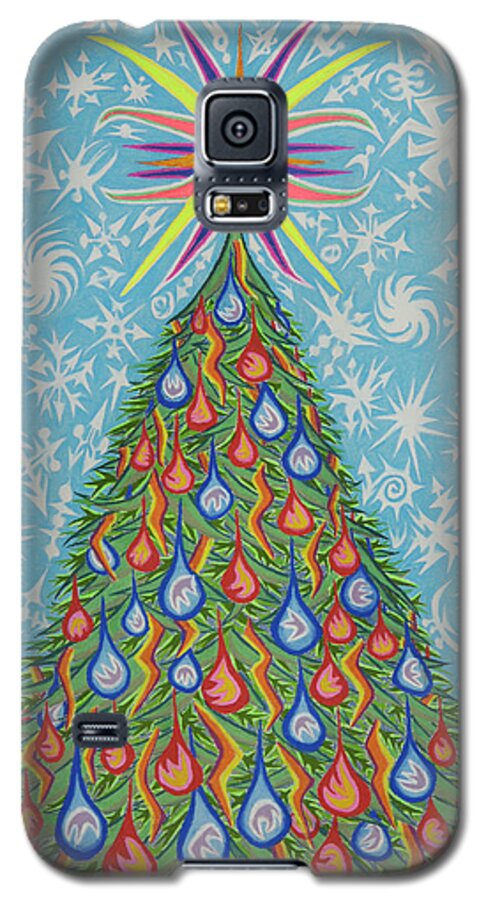 Christmas Tree Galaxy S5 Case featuring the painting Sapin Noel by Robert SORENSEN