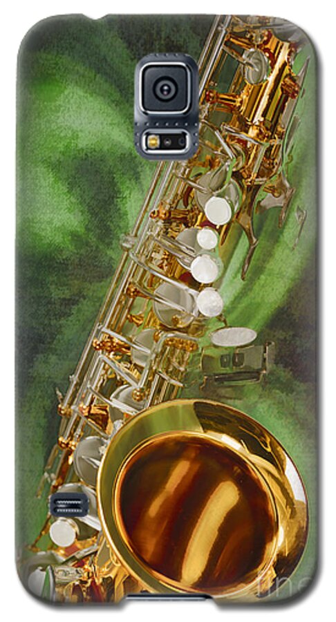 Saxophone Galaxy S5 Case featuring the painting Saxophone Instrument Painting Music in Color 3253.02 by M K Miller