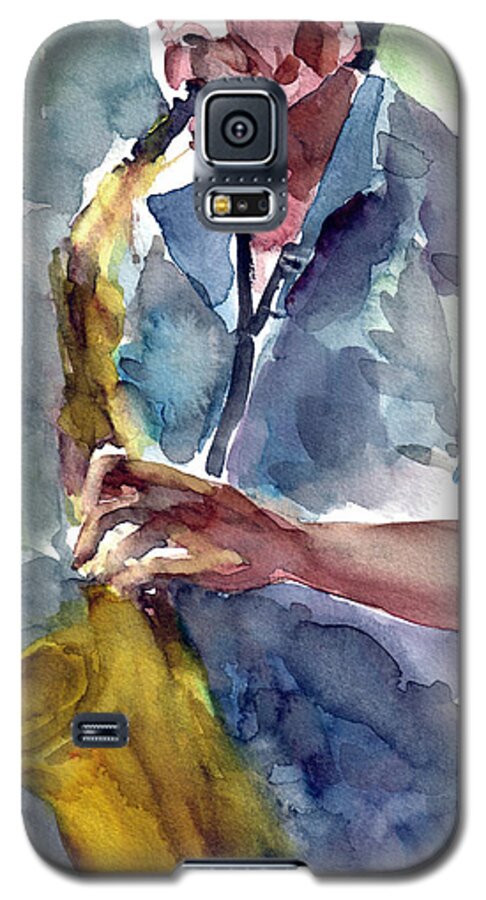 Saxophone Galaxy S5 Case featuring the painting Saxophonist by Faruk Koksal
