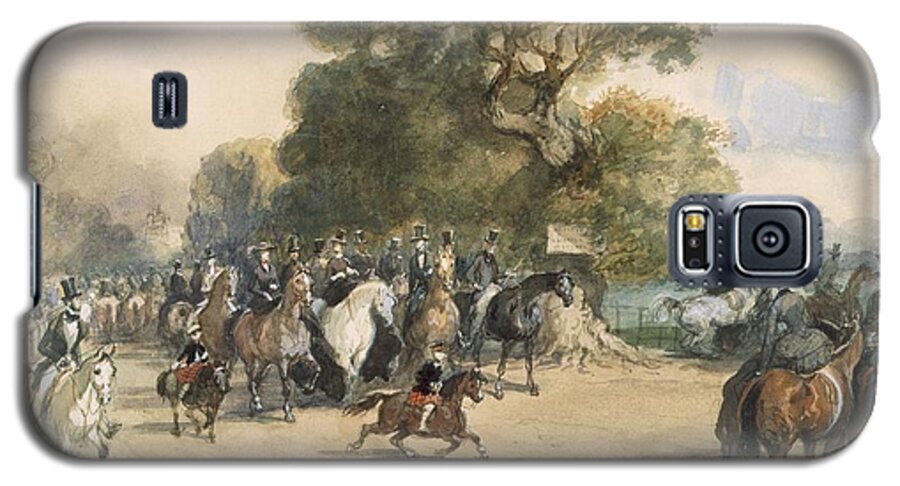 Horse Galaxy S5 Case featuring the drawing Scene In Hyde Park by Eugene-Louis Lami