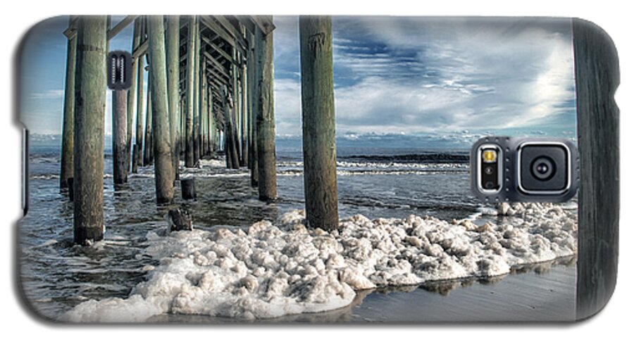 Pier Pier Scene Galaxy S5 Case featuring the photograph Sea Foam and Pier by Phil Mancuso