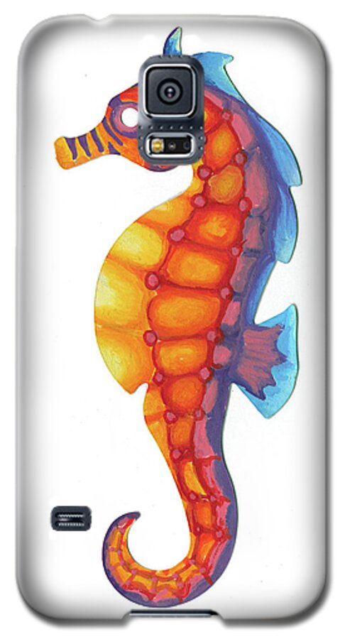 Sea Galaxy S5 Case featuring the painting Seahorse by Adam Johnson