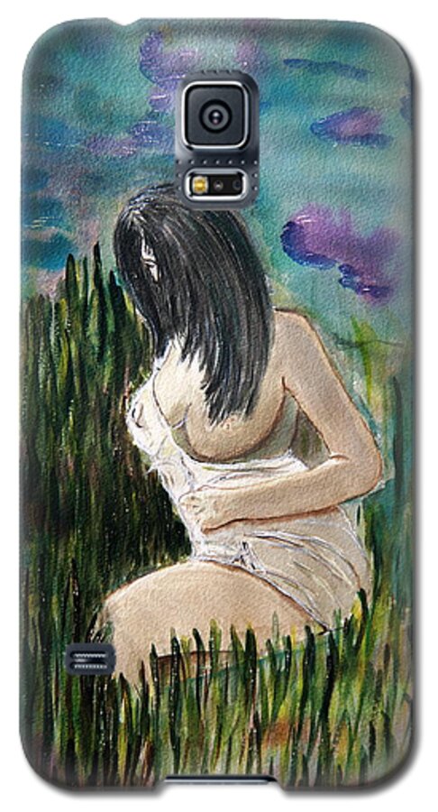 Nude Framed Prints Galaxy S5 Case featuring the painting Secret Lady. by Shlomo Zangilevitch