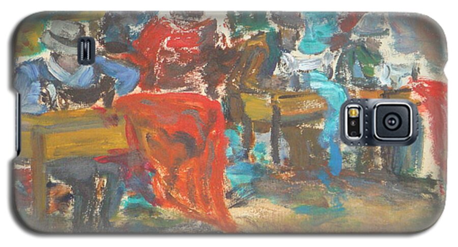  Exotic Market Galaxy S5 Case featuring the painting Sewing Market 'Equador' by Fereshteh Stoecklein