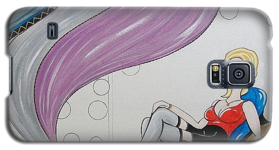 Johnlyes Galaxy S5 Case featuring the painting Sexy Woman Sitting in a Chair at a Nightclub by John Lyes