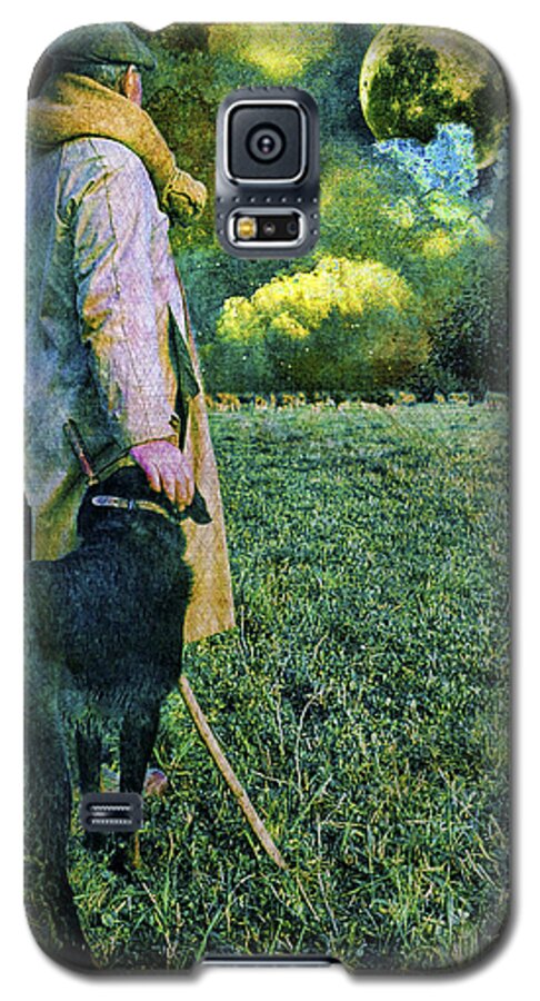 Shepherd Galaxy S5 Case featuring the photograph Shepherd and Moon by Chuck Staley