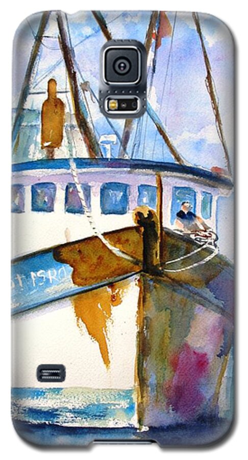 Boat Galaxy S5 Case featuring the painting Shrimp Boat Isra by Carlin Blahnik CarlinArtWatercolor