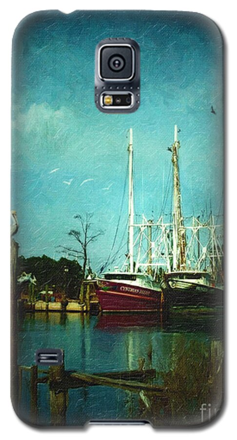 Shrimp-boats Galaxy S5 Case featuring the digital art Shrimp Boats Is A Comin by Lianne Schneider