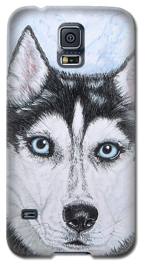 Siberian Husky Galaxy S5 Case featuring the drawing Siberian Husky by Yvonne Johnstone