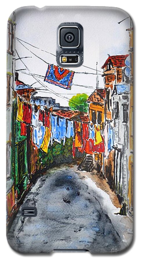 Side Street Galaxy S5 Case featuring the painting Side Street by Zaira Dzhaubaeva