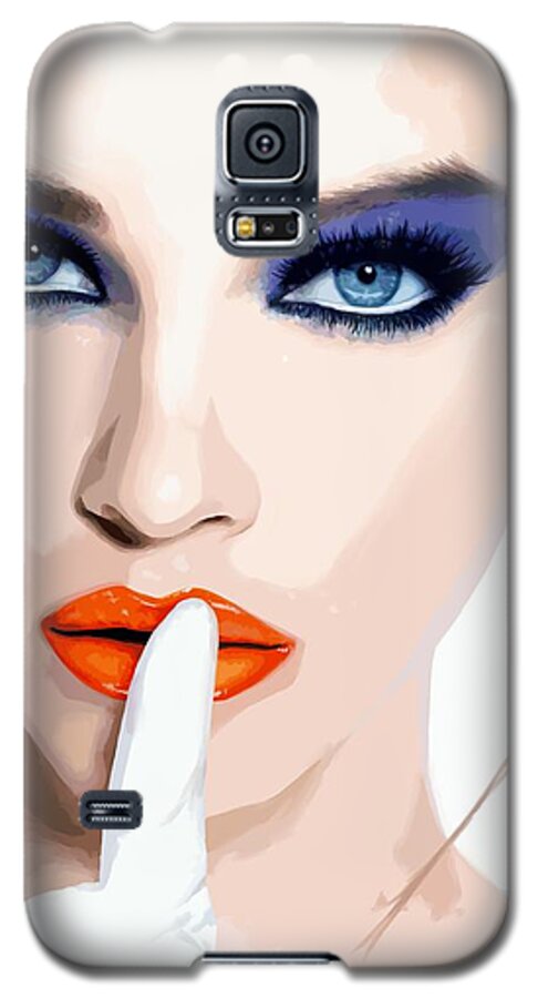 Pretty Girl Galaxy S5 Case featuring the digital art Silence - Pretty Faces Series by Gabriel T Toro