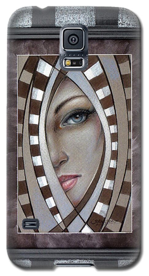 Woman Galaxy S5 Case featuring the painting Silver Memories 220414 FRAMED by Selena Boron
