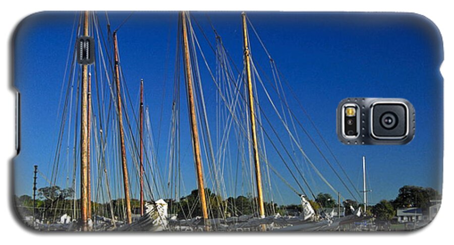 Skipjack Sailboats Docked Galaxy S5 Case featuring the photograph Skipjacks by Sally Weigand