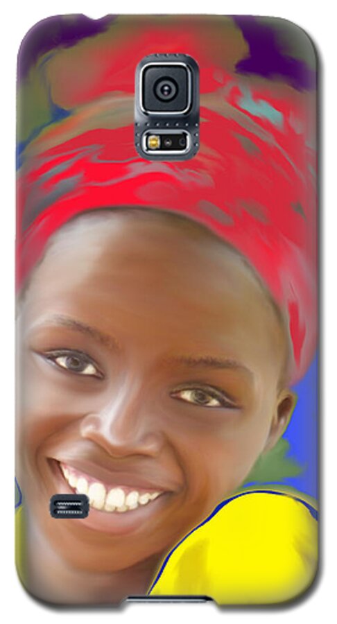 Girl Galaxy S5 Case featuring the painting Smile by Kume Bryant