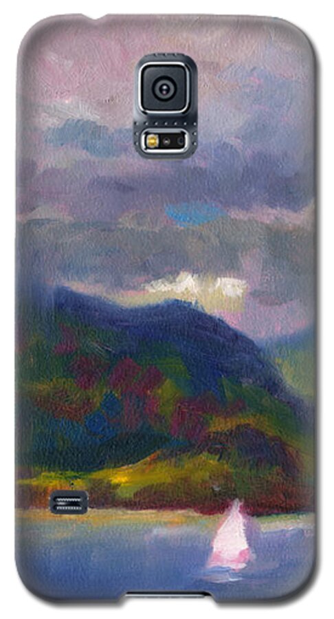 Sailing Galaxy S5 Case featuring the painting Smooth Sailing Sailboat on Alaska Inside Passage by Talya Johnson