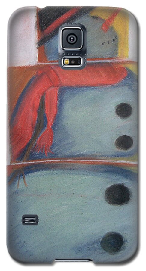 Snowman Galaxy S5 Case featuring the painting S'no Man by Claudia Goodell