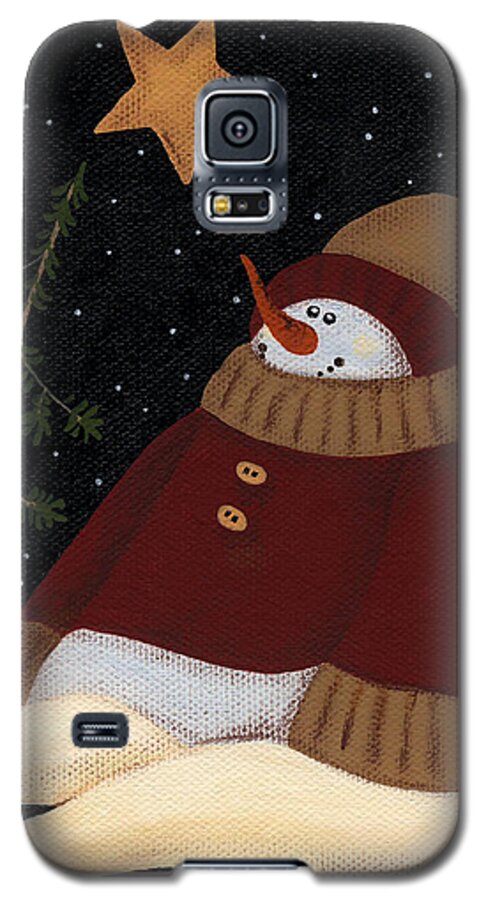 Snowman Galaxy S5 Case featuring the painting Snowman by Natasha Denger