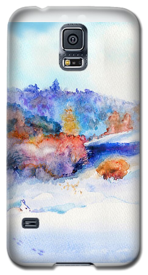 Snowshoe Hare Paintings Galaxy S5 Case featuring the painting Snowshoe Day by C Sitton