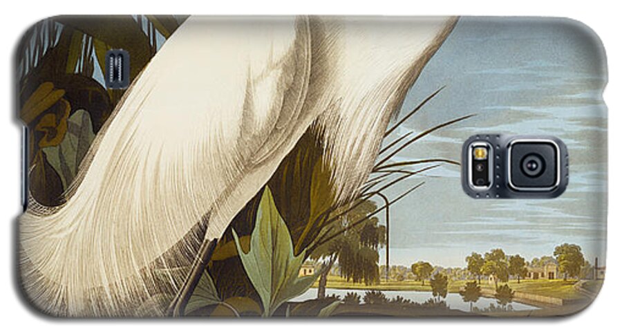 Bird Galaxy S5 Case featuring the painting Snowy Heron Or White Egret by John James Audubon