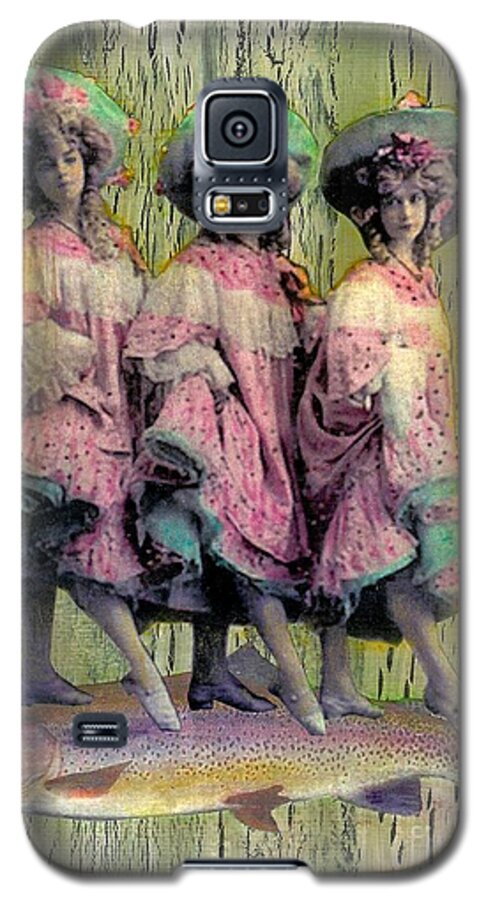 Pink Galaxy S5 Case featuring the mixed media Somethin' Fishy by Desiree Paquette