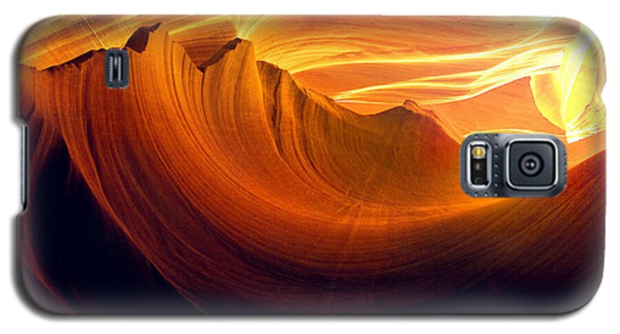 Antelope Canyon Galaxy S5 Case featuring the photograph Somewhere in America series - Golden yellow light in Antelope Canyon by Lilia S
