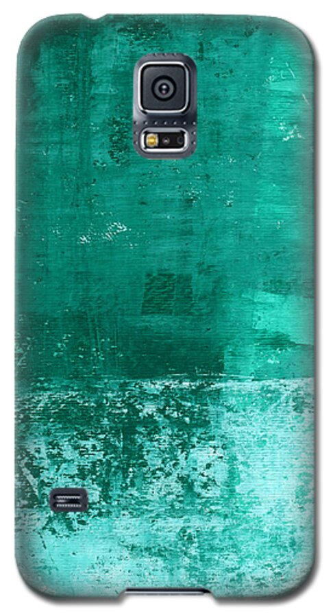 Abstract Art Galaxy S5 Case featuring the painting Soothing Sea - Abstract painting by Linda Woods