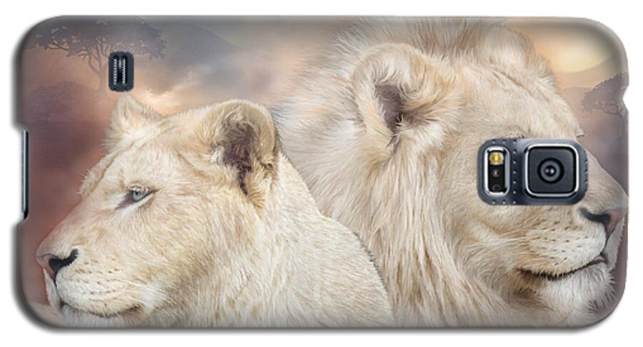 Lion Galaxy S5 Case featuring the mixed media Spirits Of Light by Carol Cavalaris