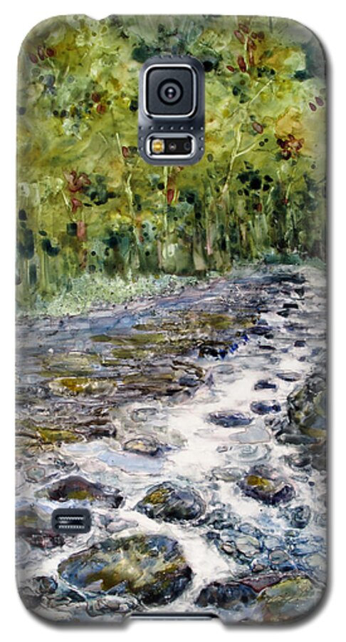 Stream Galaxy S5 Case featuring the painting Spring Stream by Louise Peardon