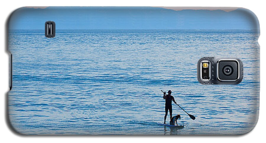 Stand Up Paddle Surfing Galaxy S5 Case featuring the photograph Stand Up Paddle Surfing in Santa Barbara Bay California by Ram Vasudev