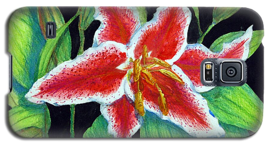 Lily Galaxy S5 Case featuring the painting Stargazer Lily by Barbara J Blaisdell