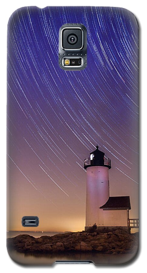 Annisquam Lighthouse Massachusetts Galaxy S5 Case featuring the photograph Stars trailing over Lighthouse by Jeff Folger