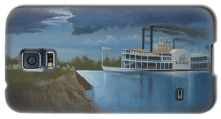 Steamboat Galaxy S5 Case featuring the painting Steamboat on the Mississippi by Stuart Swartz