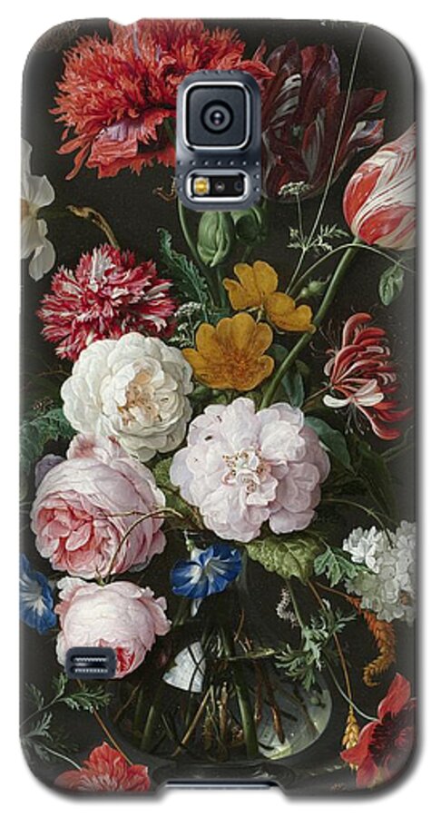 Flowers In Vase Galaxy S5 Case featuring the painting Still Life With Flowers in Glass Vase by Jan Davidsz de Heem