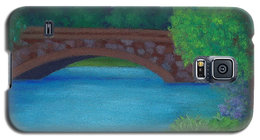 Landscape Galaxy S5 Case featuring the pastel Stone Bridge by Anne Katzeff