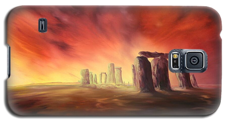 Stonehenge Galaxy S5 Case featuring the painting Stonehenge in Wiltshire #1 by Jean Walker