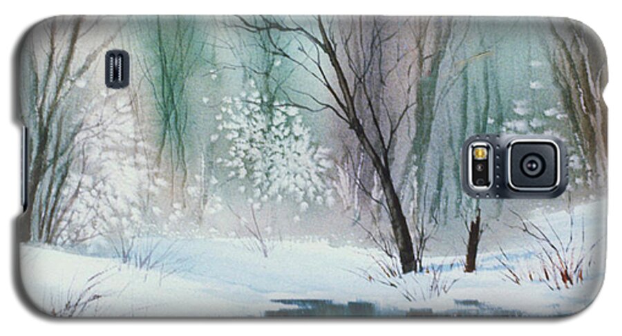 Stream Cove In Winter Galaxy S5 Case featuring the painting Stream Cove in Winter by Teresa Ascone