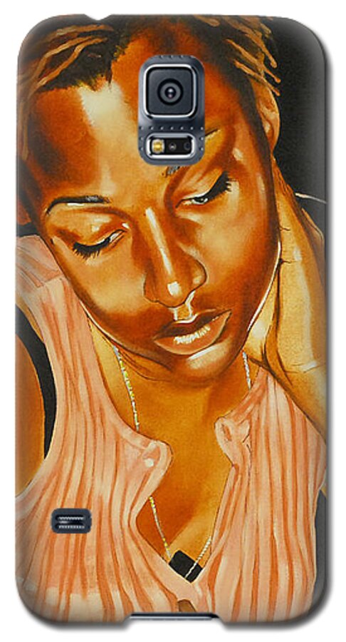 Young Black Woman Studying The Bible Galaxy S5 Case featuring the painting Study to Show Thyself Approved by Belle Massey